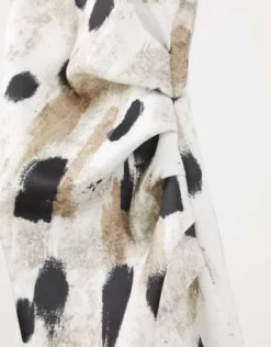 ASOS DESIGN - Vestito Midi Con Pinces Parte Anteriore A Vogatore Fondo Asimmetrico E Stampa A Macchie -Vendite ASOS Maternity || RIVER ISLAND || Monki 14937424 3