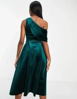 ASOS DESIGN Tall - Vestito Midi Da Ballo Di Fine Anno Con Spalle Scoperte In Velluto Verde Bosco -Vendite ASOS Maternity || RIVER ISLAND || Monki 200624623 2