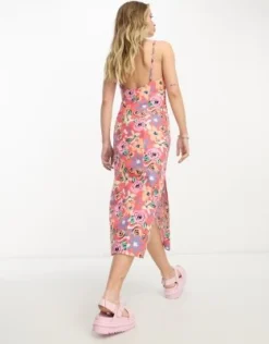 ASOS MADE IN KENYA - Vestito Con Spalline Sottili E Spacchi Rosso Con Stampa Di Rose -Vendite ASOS Maternity || RIVER ISLAND || Monki 200897994 3