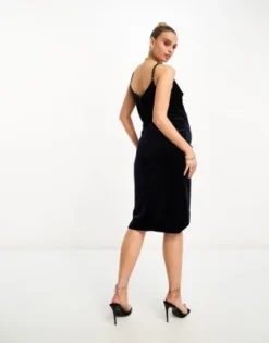 Esclusiva Jaded Rose Maternity - Vestito Avvolgente In Velluto Blu Navy Con Arricciature -Vendite ASOS Maternity || RIVER ISLAND || Monki 201121905 4