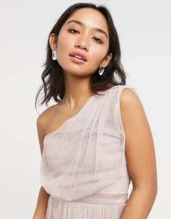 Anaya With Love Petite - Vestito Lungo Monospalla Da Damigella In Tulle Rosa -Vendite ASOS Maternity || RIVER ISLAND || Monki 201406167 3