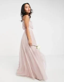 Anaya With Love Petite - Vestito Lungo Monospalla Da Damigella In Tulle Rosa -Vendite ASOS Maternity || RIVER ISLAND || Monki 201406167 4