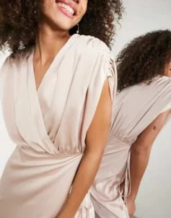 ASOS EDITION - Vestito Midi A Portafoglio In Raso Cipria Con Arricciatura -Vendite ASOS Maternity || RIVER ISLAND || Monki 201524436 3