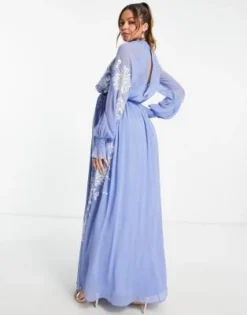 ASOS DESIGN Maternity - Vestito Lungo Accollato Con Allacciatura In Vita E Ricamo Stencil Floreale -Vendite ASOS Maternity || RIVER ISLAND || Monki 201651933 3