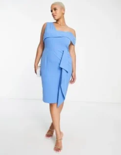 Lavish Alice Plus - Vestito Midi Asimmetrico Blu Con Spalle Scoperte -Vendite ASOS Maternity || RIVER ISLAND || Monki 201920518 3