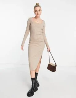 ASOS DESIGN - Vestito Midi In Maglia Color Talpa Con Scollo Squadrato -Vendite ASOS Maternity || RIVER ISLAND || Monki 202090221 4