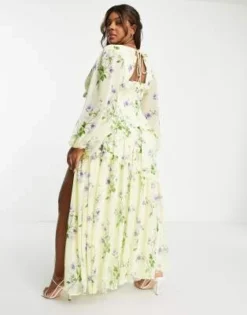 ASOS DESIGN Curve - Vestito Lungo Giallo A Fiori Con Bottoni E Pinces -Vendite ASOS Maternity || RIVER ISLAND || Monki 202291496 3