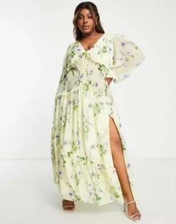 ASOS DESIGN Curve - Vestito Lungo Giallo A Fiori Con Bottoni E Pinces -Vendite ASOS Maternity || RIVER ISLAND || Monki 202291496 4