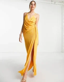 ASOS DESIGN Tall - Vestito Lungo A Portafoglio Drappeggiato Color Zafferano -Vendite ASOS Maternity || RIVER ISLAND || Monki 202389536 3