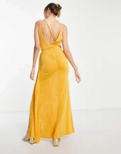 ASOS DESIGN Tall - Vestito Lungo A Portafoglio Drappeggiato Color Zafferano -Vendite ASOS Maternity || RIVER ISLAND || Monki 202389536 4