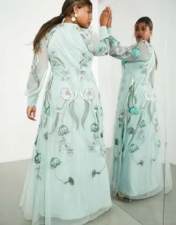 ASOS Edition Curve - Vestito Lungo Verde A Fiori Ricamati Stile Nouveau -Vendite ASOS Maternity || RIVER ISLAND || Monki 202392788 4