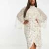 ASOS DESIGN Curve - Vestito Midi Con Decorazioni Di Perle Bianco