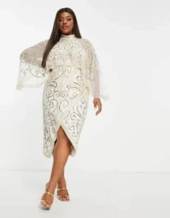 ASOS DESIGN Curve - Vestito Midi Con Decorazioni Di Perle Bianco -Vendite ASOS Maternity || RIVER ISLAND || Monki 202441934 4