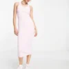 COLLUSION - Vestito Midi A Canotta Rosa A Coste