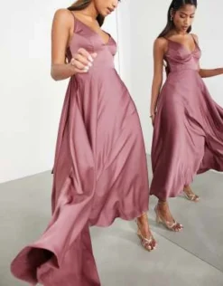 ASOS EDITION - Vestito Midi In Raso Color Orchidea Allacciato Sul Retro -Vendite ASOS Maternity || RIVER ISLAND || Monki 202454158 3