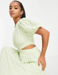 ASOS DESIGN Petite - Vestito Midi A Pieghe Con Cut-out Verde Mela -Vendite ASOS Maternity || RIVER ISLAND || Monki 202519757 3