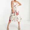 ASOS DESIGN Tall - Vestito Midi Da Ballo Di Fine Anno A Fiori Con Corsetto Con Cuciture