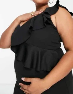 Little Mistress Plus - Vestito Midi Monospalla Nero -Vendite ASOS Maternity || RIVER ISLAND || Monki 202549062 3