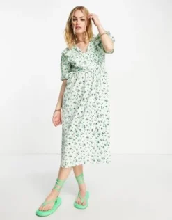 Y.A.S - Vestito Midi Con Volant E Stampa Pera