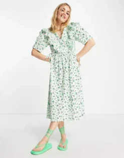 Y.A.S - Vestito Midi Con Volant E Stampa Pera -Vendite ASOS Maternity || RIVER ISLAND || Monki 202560109 4