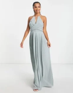 TFNC Petite - Vestito Lungo Da Damigella Avvolgente A Pieghe, Colore Salvia -Vendite ASOS Maternity || RIVER ISLAND || Monki 202616494 4