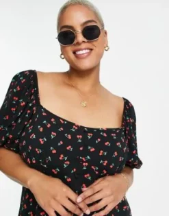 ASOS DESIGN Curve - Vestito Midi Da Giorno Con Stampa Di Ciliegie, Bottoni E Coppe -Vendite ASOS Maternity || RIVER ISLAND || Monki 202689151 3