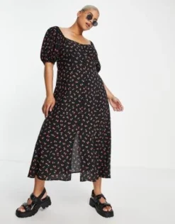 ASOS DESIGN Curve - Vestito Midi Da Giorno Con Stampa Di Ciliegie, Bottoni E Coppe -Vendite ASOS Maternity || RIVER ISLAND || Monki 202689151 4