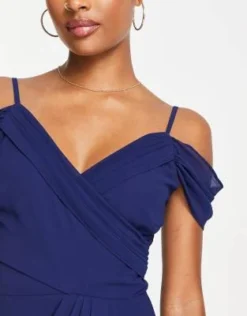 TFNC Petite - Vestito Da Damigella A Portafoglio Blu Navy Con Spalle Drappeggiate -Vendite ASOS Maternity || RIVER ISLAND || Monki 202716892 3