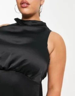 Pretty Lavish Curve - Vestito Lungo Nero Accollato Con Spacco -Vendite ASOS Maternity || RIVER ISLAND || Monki 202748965 3