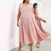 ASOS Edition Curve - Vestito Midi Decorato Rosa Polvere Con Spalline Sottili