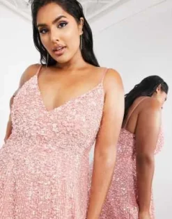 ASOS Edition Curve - Vestito Midi Decorato Rosa Polvere Con Spalline Sottili -Vendite ASOS Maternity || RIVER ISLAND || Monki 202773799 3