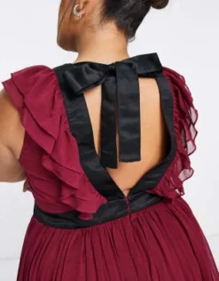 Anaya With Love Plus - Vestito Lungo Da Damigella Con Spacco Sulla Coscia Rosso Prugna - RED -Vendite ASOS Maternity || RIVER ISLAND || Monki 202775333 3