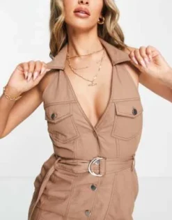 ASOS DESIGN - Vestito Midi Multitasche In Twill Color Moka Con Cuciture A Contrasto -Vendite ASOS Maternity || RIVER ISLAND || Monki 202778772 3