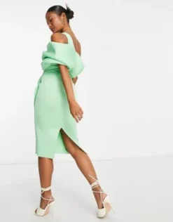 ASOS DESIGN Petite - Vestito Midi A Tubino Verde Chiaro Con Cut-out -Vendite ASOS Maternity || RIVER ISLAND || Monki 202828513 2