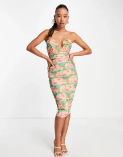 ASOS DESIGN - Vestito Midi A Fascia Arricciato A Fiori Con Ferretto A U -Vendite ASOS Maternity || RIVER ISLAND || Monki 202828560 4