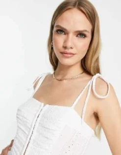 ASOS DESIGN - Vestito Da Giorno Midi In Pizzo Bianco Con Spalline Sottili E Gancetti -Vendite ASOS Maternity || RIVER ISLAND || Monki 202833294 3