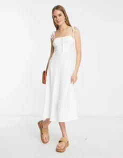 ASOS DESIGN - Vestito Da Giorno Midi In Pizzo Bianco Con Spalline Sottili E Gancetti -Vendite ASOS Maternity || RIVER ISLAND || Monki 202833294 4