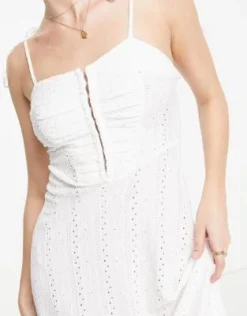 ASOS DESIGN Tall - Vestito Da Giorno Midi In Pizzo Bianco Con Spalline Sottili E Gancetti -Vendite ASOS Maternity || RIVER ISLAND || Monki 202833324 4