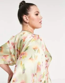 Hope & Ivy Plus - Vestito Midi Salvia A Fiori Con Nodo Sul Davanti -Vendite ASOS Maternity || RIVER ISLAND || Monki 202836754 4