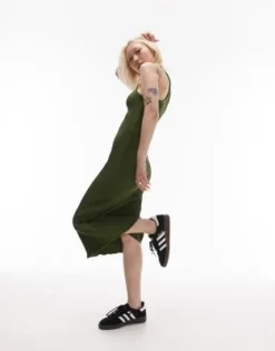 Topshop Petite - Vestito Midi In Jersey Plissé Kaki -Vendite ASOS Maternity || RIVER ISLAND || Monki 202844788 4