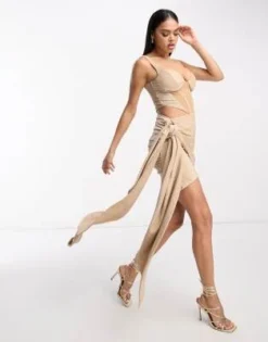 ASOS DESIGN - Vestito Corto A Canottiera Stile Corsetto Con Laccio Sul Lato Oro Glitterato -Vendite ASOS Maternity || RIVER ISLAND || Monki 202893878 4