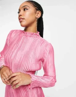 ASOS DESIGN - Vestito Midi Plissé A Maniche Lunghe Rosa -Vendite ASOS Maternity || RIVER ISLAND || Monki 202902097 3