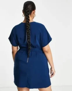 Closet London Plus - Vestito Corto Stile Kimono Blu Navy A Portafoglio Con Cintura -Vendite ASOS Maternity || RIVER ISLAND || Monki 202930006 2