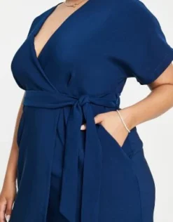 Closet London Plus - Vestito Corto Stile Kimono Blu Navy A Portafoglio Con Cintura -Vendite ASOS Maternity || RIVER ISLAND || Monki 202930006 3