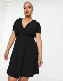 Closet London Plus - Vestito Corto Avvolgente Con Allacciatura Nero -Vendite ASOS Maternity || RIVER ISLAND || Monki 202930646 4