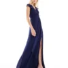 TFNC Tall - Vestito Lungo Da Damigella Blu Navy Con Maniche Con Volant