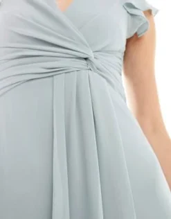 TFNC Tall - Vestito Da Damigella Lungo Con Maniche Con Volant Salvia -Vendite ASOS Maternity || RIVER ISLAND || Monki 202934390 3