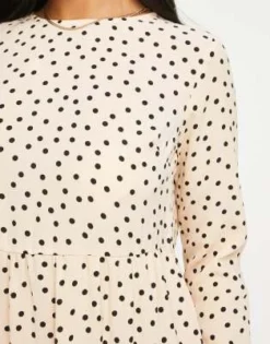 ASOS DESIGN Petite - Vestito Grembiule Midi A Balze A Maniche Lunghe Beige A Pois -Vendite ASOS Maternity || RIVER ISLAND || Monki 202958560 3