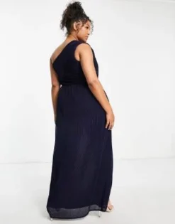 Yaura Plus - Vestito Lungo Monospalla Da Damigella Blu Navy Drappeggiato -Vendite ASOS Maternity || RIVER ISLAND || Monki 202967769 3