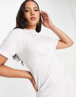 River Island Tall - Vestito T-shirt Midi Bianco Incrociato Sul Davanti -Vendite ASOS Maternity || RIVER ISLAND || Monki 202987781 3